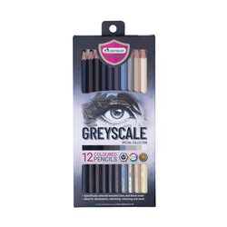 Master Art GREYSCALE Coloured Pencil Set of 12